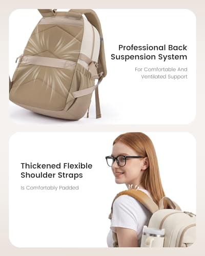 LOVEVOOK College Laptop Backpack, 15.6" Padded Daypack Trolley Sleeve, 14 Pockets, Waterproof Work Bag for Nurse Teacher Office Daily Commute with Accessory Pouch — view 3