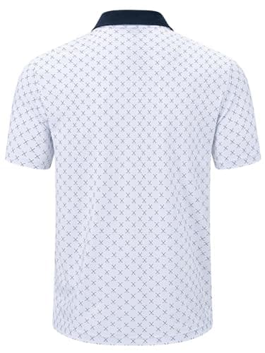 JHMORP Men's Golf Shirts Short Sleeve Polo Shirt Moisture Wicking Quick Dry Performance Sports T-Shirts (White Golf Clubs,CA L) — view 3