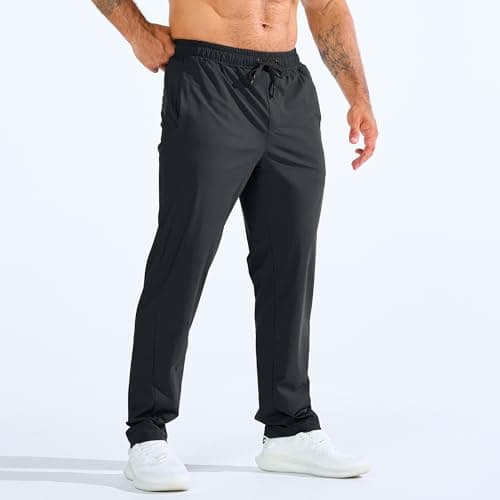 BROKIG Men's LightArmor Workout Sweatpants with Zip Pocket,UPF 50+ Stretch Joggers Men Track Pants for Gym Jogging(Black,X-Large) — view 6