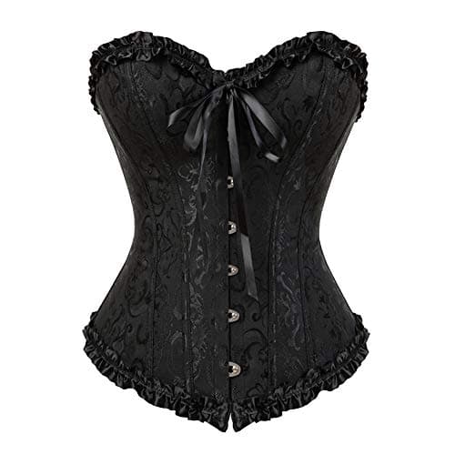 Grebrafan Plus Size Overbust Corset Classic Bustier Bodyshaper Top (US(4-6) S, Black)