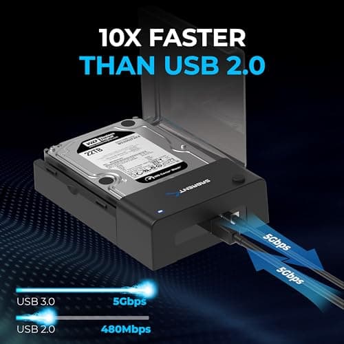 SABRENT USB 3.0 to SATA External Hard Drive Lay-Flat Docking Station for 2.5 or 3.5in HDD, SSD [Support UASP] (EC-DFLT) — view 5