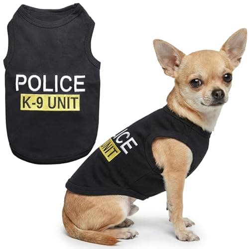 Parisian Pet Unisex Dog T-Shirt - Embroidered 'Police k-9 Unit' Dog Clothes - 100% Cotton, Dog Costume - Breathable Police Dog Vest - Machine Washable Dog Shirts for Small Dogs - S
