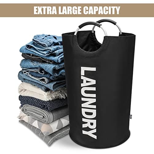 DOKEHOM 90L Large Laundry Basket, Collapsible Laundry Bag, Freestanding Tall Clothes Hamper, Foldable Washing Bin (Black) — view 4