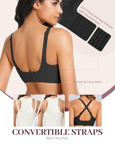 Gailife Womens Jelly Bra for Women Wireless Bras Seamless No Underwire Supportive Full Coverage T-Shirt Bra -New-Black-L — view 5