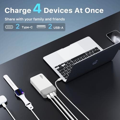 NOBIS Portable Charger, 20000mAh Power Bank, 45W Power Bank Fast Charging, Battery Pack with C to C Cable, Battery Bank with Digital Display for iPhone Android Laptop etc (White) — view 3