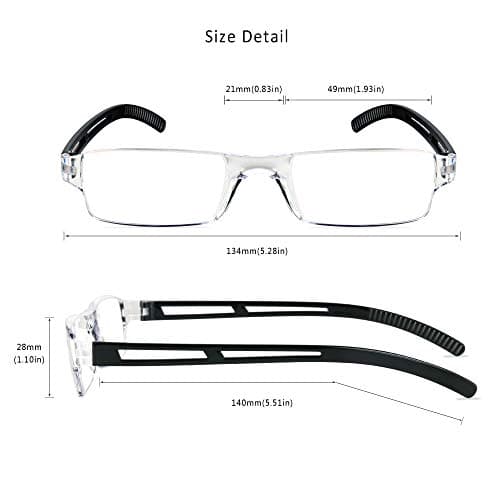 LifeArt Blue Light Blocking Reading Glasses, 4-Pack Men’s and Women’s Rectangular Frame, Anti-Reflective Lenses, +2.50 Magnification — view 5