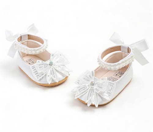 Baby Princess Shoes Mary Jane Infant First Walkers Shoes with Bow & Pearl — view 8