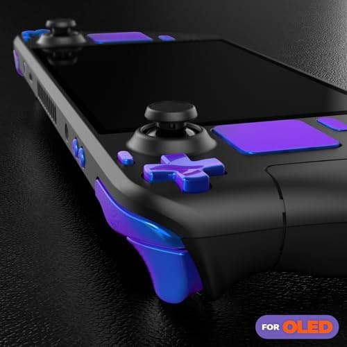 eXtremeRate Replacement Full Set Buttons for Steam Deck OLED Handheld Console, Chameleon Purple Blue DIY Custom ABXY D-pad Trackpad Bumpers Triggers Buttons with Tools for Steam Deck OLED Console — view 5