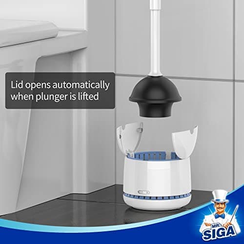 MR.SIGA Toilet Plunger with Holder, Heavy Duty Toilet Plunger and Holder Combo for Bathroom Cleaning, White — view 2