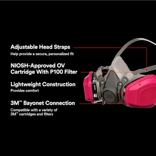 3M™ Odor/Particulate Multipurpose Reusable Respirator 65021H1-DC, OV/P100, Mdm, 1-Fcpc and 1-pr of 60921 Crtrdg/Fltr — view 2