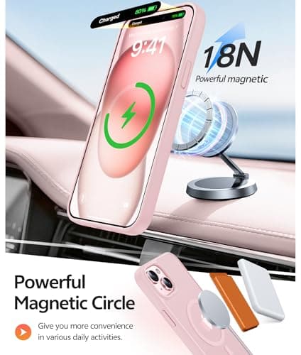 FNTCASE for iPhone 15 Case: for iPhone 14 Case & iPhone 13 Case [Compatible with Magsafe] Translucent Matte Cases with [Screen Protector] Military Grade Shockproof Protective Phone Cover - Light Pink — view 2