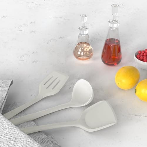 Silicone Cooking Utensils Set - 446°F Heat Resistant Silicone Kitchen Utensils,Spatula,Spoon, Kitchen Utensil Sets Gadgets Tools Set for Nonstick Cookware,Dishwasher Safe Bpa Free (Cream White) — view 7