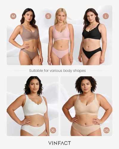 Vinfact Push Up Bras Scalloped Lift Bras for Women No Underwire Seamless Support Everyday Tshirt Bras Skin M — view 7
