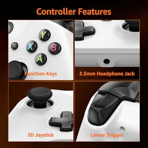 IWGAME Wired Controller for X-BOX ONE/PC, Gamepad with 3.5mm Audio Jack&Dual Vibration, Support Turbo Function, Compatible with X-BOX One/One S/X, X-BOX Series S/X, PC(7.2ft, White) — view 3