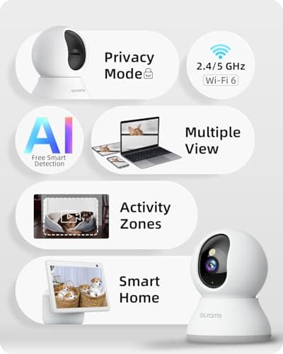 blurams 2K Indoor Camera, 5G Home Security Camera, 360° View Pet Camera with Phone App, Free Human/Motion/Sound Detection, Auto Tracking, Dual-Band WiFi6, Night Vision, Works with Alexa(2 Pack) — view 5