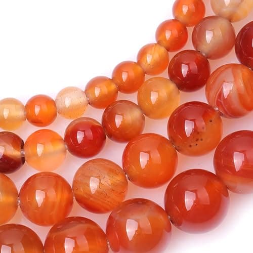 HAAMIIQII 45pcs 8mm Natural Orange Red Carnelian Stone Beads Round Loose Gemstone Beads for Jewelry Making Strand 15 Inch — view 3