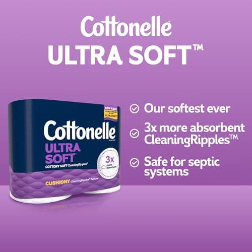 Cottonelle Ultra Soft Toilet Paper with Cushiony CleaningRipples Texture, Strong Bath Tissue, 24 Family Mega Rolls = 108 Regular Rolls (4 Packs of 6) — view 5