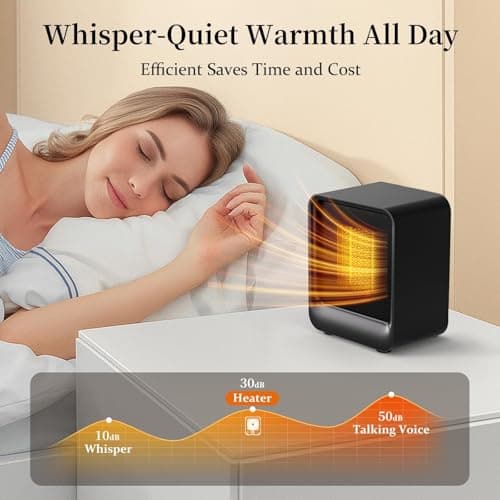 Lerat Space Heater, Portable Mini Heater for Indoor Use, 500W Fast Heating Small Desk Heater with Overheating & Tip-Over Protection, Lightweight Electric Heaters for Office, Home, Camping (Black) — view 4
