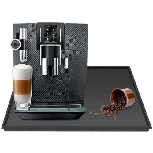 Ezebesta Silicone Mat Under Coffee Machine With Lip Coffee Maker Appliance Automatic Machines Espresso Accessory Black Multifunctional Rubber Base Mat (18.9 x 11.8)