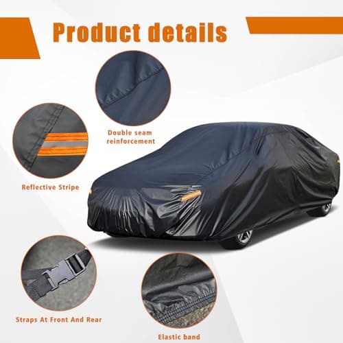 Kayme 7 Layers Car Cover Custom Fit for Ford Mustang/Shelby (1964-2025) Waterproof All Weather for Automobiles, Outdoor Full Cover Rain Sun UV Protection.Black — view 3