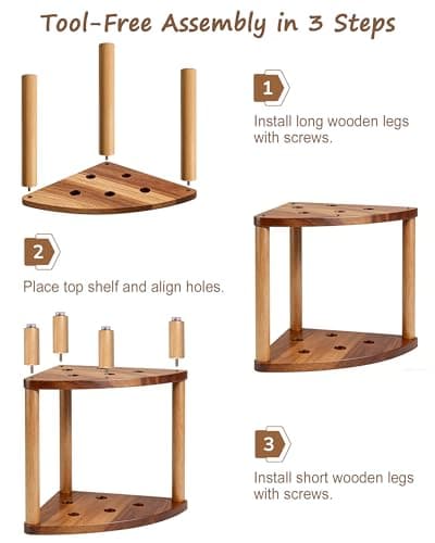 Yose Elegant Acacia Shower Stool for Women, Large Shower Stool for Inside of Shower, Stable Shower Seat for Comfort and Clean Living, Fits Small Bathrooms, Non Slip Shower Foot Rest, 400 lb Capacity — view 5