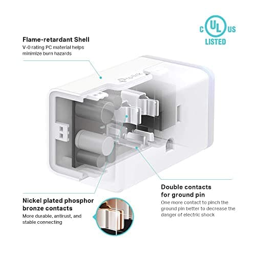 Kasa Smart Plug Mini by TP-Link (HS103P2) - Smart Home WiFi Outlet Works with Alexa, Echo and Google Home, No Hub Required, Remote Control, 2.4GHz WiFi Required, 15 Amp, UL Certified, 2-Pack, White — view 5