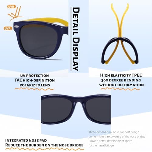 3 Pack Kids Polarized Sunglasses For Girls Boys, Flexible TPEE Rubber Frame for Children Age 3-8 (3pack-3 style PINK) — view 2