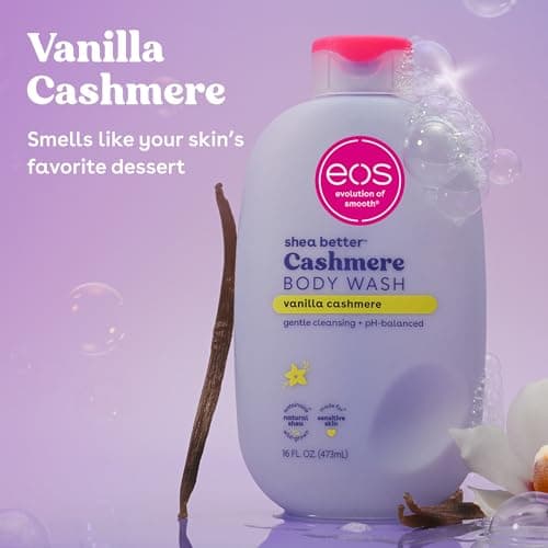 eos Body Wash, Vanilla, Moisturizing Creamy Gel Formula with Shea Butter, Glycerin, Vitamin E, pH Balanced, Sensitive Skin, Vegan, 16 fl oz