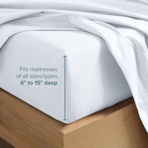 Bare Home Queen Sheet Set - 1800 Ultra-Soft Microfiber Queen Bed Sheets - Double Brushed - Queen Sheets Set - Deep Pocket - Bedding Sheets & Pillowcases (Queen, White) — view 4