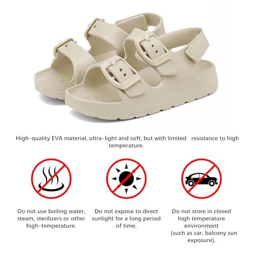 ChayChax Toddler Boys Girls Double Buckle Sandals Children's Adjustable Back Strap Water Sandal, Beige, 7 Toddler — view 5