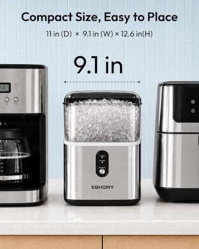 EUHOMY Nugget Ice Maker Countertop, Ready in 7 Mins, 35Lbs/24H Pebble Ice Maker Machine, Self-Cleaning Countertop Sonic Ice Makers with Ice Scoop&Basket, Pellet Ice Maker for Home, Stainless Steel — view 5
