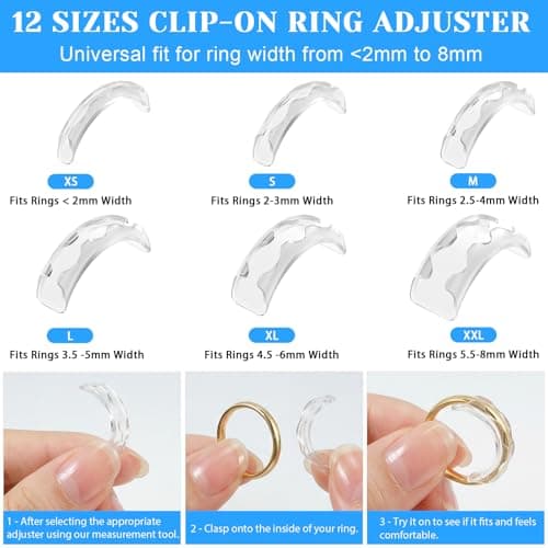 Ramalto Ring Sizers for Loose Rings – 16 Pack Invisible Ring Size Adjusters with Insert & Spiral Guards, Reduce Size by 0.5–1 & Stop Spinning, Fits Bands 1-8mm, Unisex Tighteners No Resizing Needed — view 6