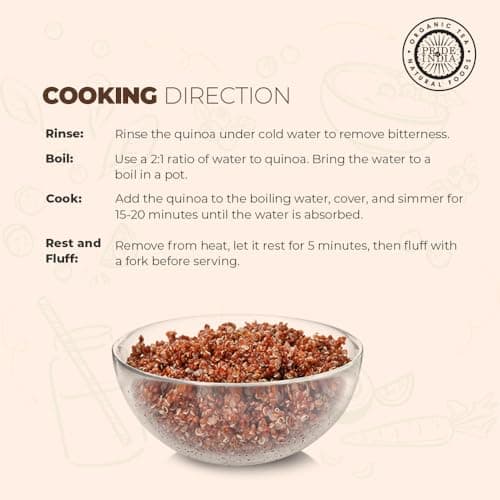 Pride Of India - Natural Red Royal Quinoa - 100% Bolivian Superior Grade Protein Rich Whole Grain, 1.5 Pound (24oz) Jar — view 7