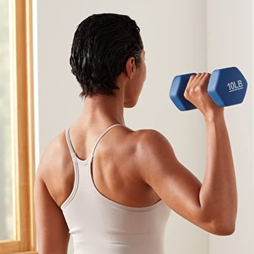 Amazon Basics Neoprene Dumbbell Hand Weights, 4.5 Kilograms, Pair, Navy Blue — view 3