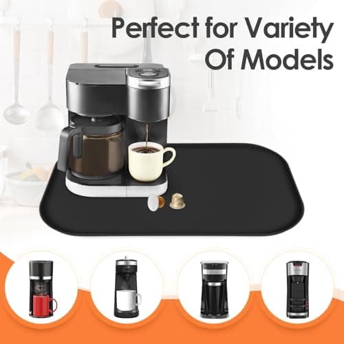Silicone Coffee Maker Mat with Lip for Countertops, 24'' x 16'', Black — view 4