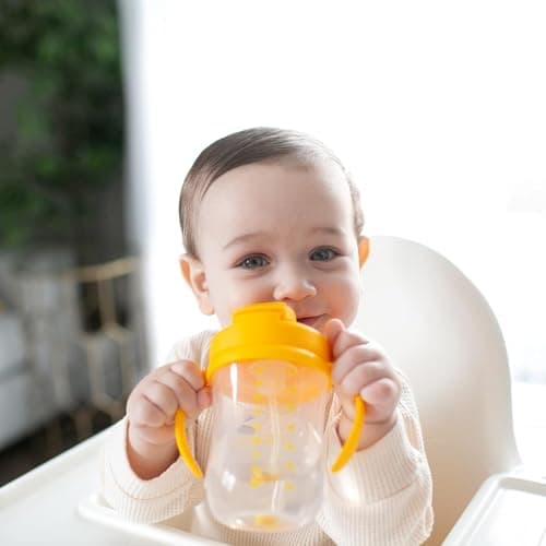 Dr. Brown's Milestones Baby's First Straw Cup, Training Cup with Weighted Straw, 9oz/270mL, Dark Blue/Vintage Yellow, BPA Free, 6m+, 2 Pack — view 6