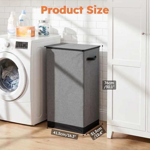 SOLEDI 100L Laundry Basket with Lid Large Laundry Hamper, Clothes Hamper with Laundry Bag Easy to Carry, Collapsible Storage Bins for Bedroom, Bathroom, Dorm, Apartment, College, Wardrobe, Grey — view 4