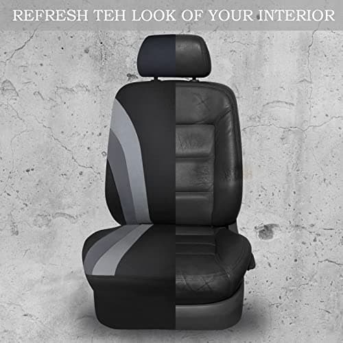 CAR PASS Line Rider 11PCS Universal Fit Car Seat Cover -100% Breathable with 5mm Composite Sponge Inside,Airbag Compatible (Black with Gray) — view 5