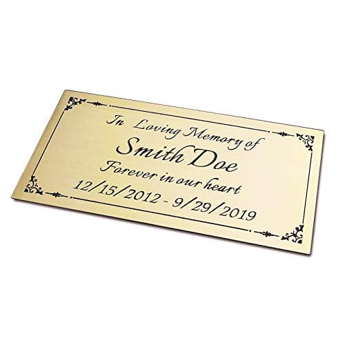 2" H x 4" W, Custom Elegant Engraved Plate, Personalized Memorial Plaque, Brushed Stainless Steel or Brass Laser Engraved Name Plates with Adhesive Backing or Screws, Square Corner (Silver, Gold) — view 3