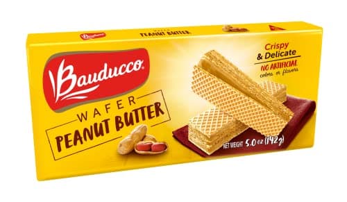 Bauducco Peanut Butter Wafers - Crispy Wafer Cookies With 3 Delicious, Indulgent Decadent Layers of Peanut Butter Flavored Cream - Delicious Sweet Snack or Desert - 5.0 oz (Pack of 1)