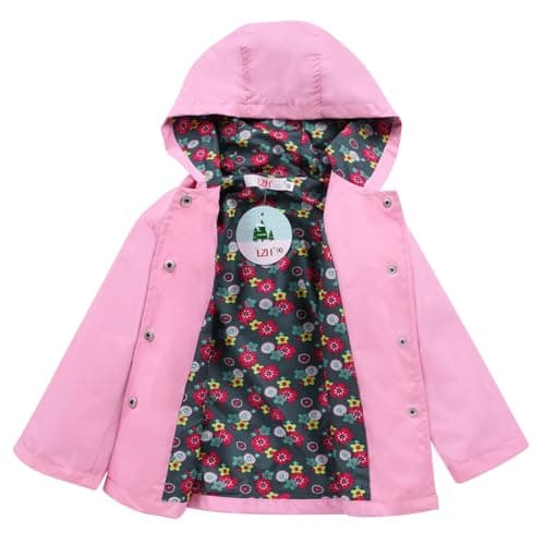 LZH Girl Baby Kid Waterproof Hooded Coat Jacket Outwear Suit Raincoat Hoodies with Pants Pink 3T(For Age 2-3Y) — view 2