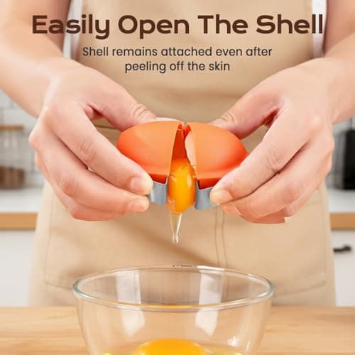 2PCS Egg Shell Opener,2026 Upgrade Stainless Steel Egg Cracker Tool, Multifunctional Egg Shell Opener for Raw & Hard-Boiled Eggs, Handheld Kitchen Gadget for Easy Peeling & Separating (2PCS Orange) — view 6