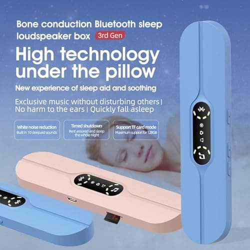 STEHEALTH Under-Pillow Speaker for Sleeping - Mini Portable Wireless Bluetooth Bone Conduction, with White Noise & Timer | Supports TF Card, Suitable for Side Sleepers and Sleep Difficulties (Pink)