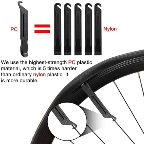 Tragoods Bike Tire Levers - Ultra Strong PC Plastic Bicycle Tire Removal Changing Tool and Stainless Steel Levers for Road or Mountain Bike Tires - Set of 7 — view 2