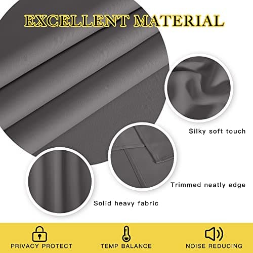 NICETOWN Blackout Window Curtain for Bedroom - (Grey Color) Home Decoration Thermal Insulated Room Darkening Drape/Drapery, W52 x L63 Inch, 8 Grommets/Rings Top, 1 Panel — view 3