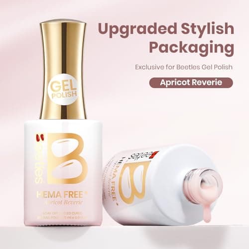 Beetles Apricot Reverie Nude Gel Polish - 15ML Full Size Neutral Jelly Pink Nail Polish Base Color Nail Concealer Sheer Translucent Effect Soak Off UV French Nail Art Salon DIY Manicure Gifts — view 7