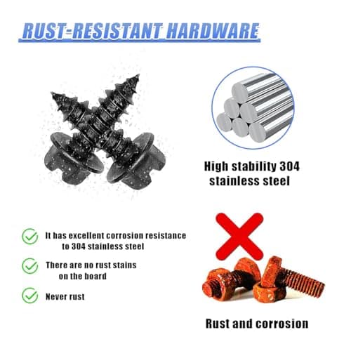 KPFILEH 4PCS License Plate Screw Kit, Rustproof Screws Fastener, Black — view 2