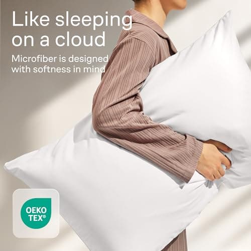 Ultra Soft Pillow Protectors with Zipper Standard Size - Set of 4 Breathable Pillow Covers - 100% Protection Against Stains, Dust & Dirt - Machine Washable (White) — view 3