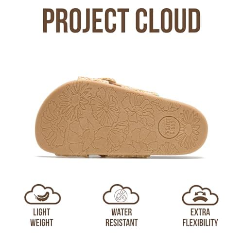 Project Cloud Girls Sandals - Adjustable Buckle Girls Slides with Plush and Soft Insole Kids Sandals - Non-Slip and Lightweight Slides for Kids (Beaming Kids) (GOLDMULTI, 2) — view 3