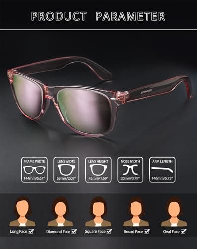 Joopin Square All Pink Sunglasses Retro Designer Oversized Sun Glasses Polarized UV Protection Fashion Shades for Women Men — view 2